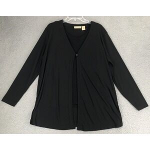 Apostrophe Open Tunic Cardigan w Tank Top Set Size L 100% Micro Polyester Black